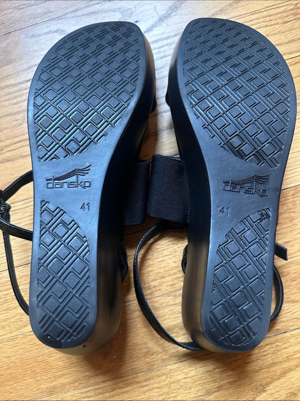 Dansko Black Leather & Stretch Band Wedge Sandals sz 41 ( 10.5-11)